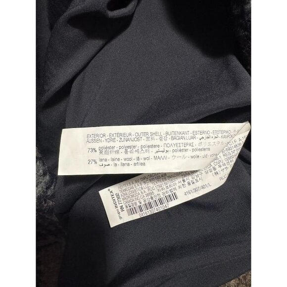 Zara Women's Large Wool Blend Pea Coat Blue Brown Plaid Academia Preppy Career - Picture 7 of 11